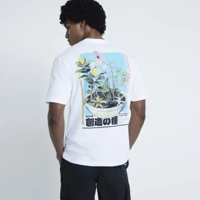 White Regular Fit graphic back T-Shirt sold by River Island