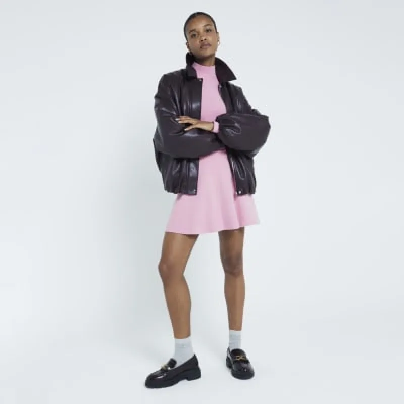 Pink Long sleeve turtle neck top sold by River Island