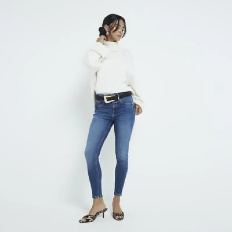 Petite Blue Bum Sculpt Molly Skinny Jeans sold by River Island