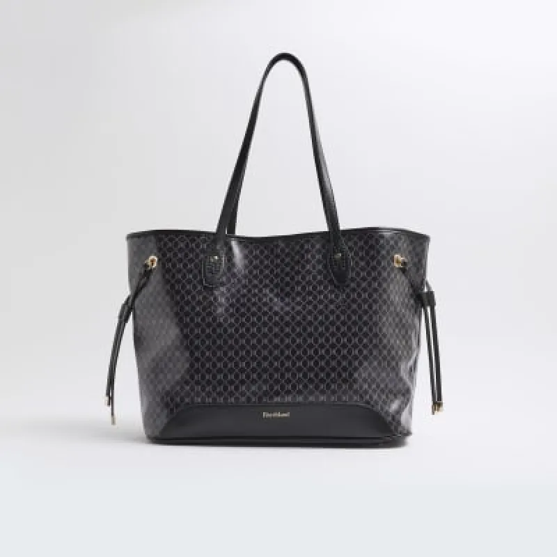 Black Patent RI Monogram Shoulder Bag sold by River Island