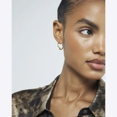 Gold Knot Hoop Earrings sold by River Island
