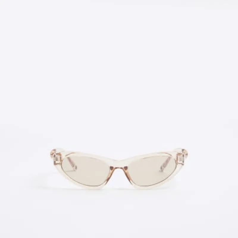 Beige Twist Slim Cat Eye Sunglasses sold by River Island