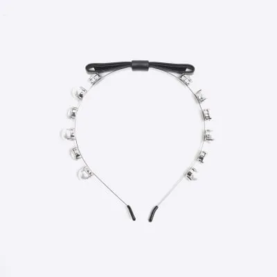 Silver Pearl And Bow Headband sold by River Island