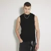 Black Regular Fit Ribbed Tank Top sold by River Island