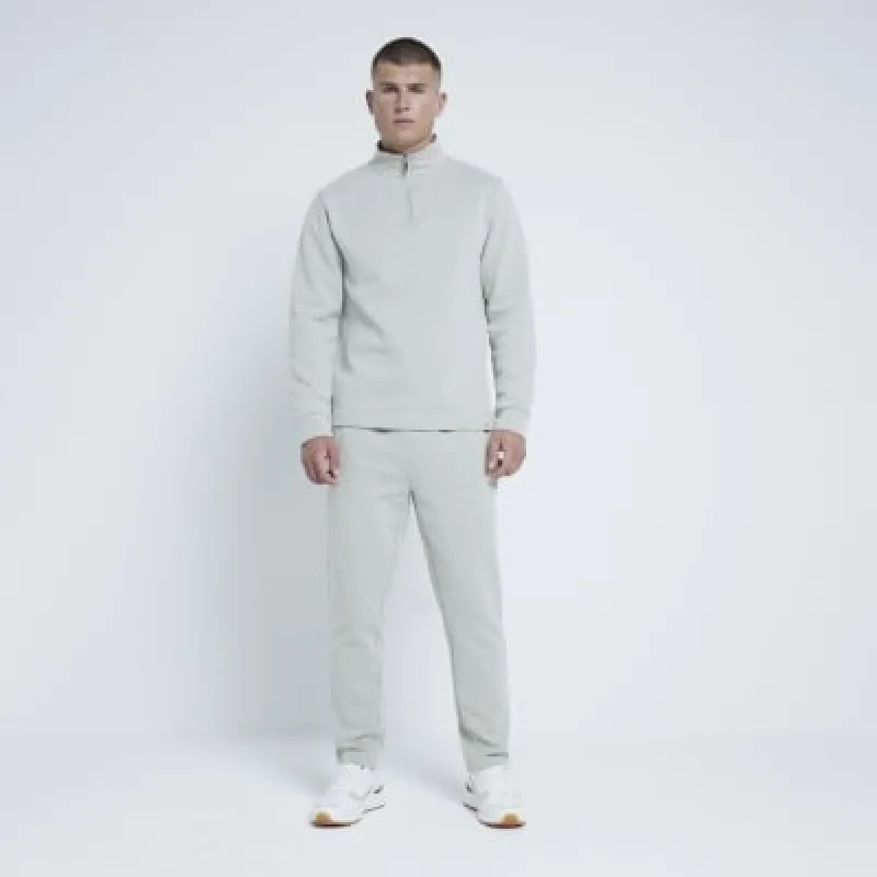 Stone Jacquard Slim Fit Sweatshirt sold by River Island