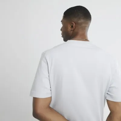 Grey Regular Fit Embroidery T-Shirt sold by River Island