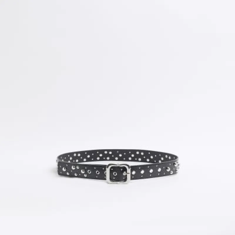 Black studded belt sold by River Island
