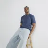 Blue Regular Fit Embroidery T-Shirt sold by River Island