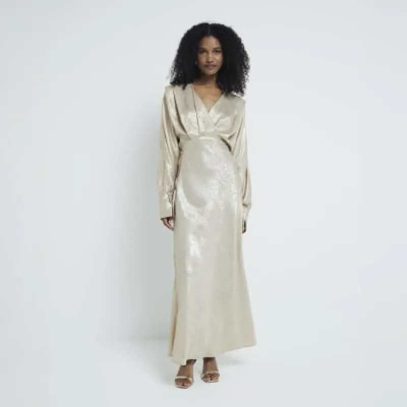 Gold Foil Batwing Maxi Dress sold by River Island