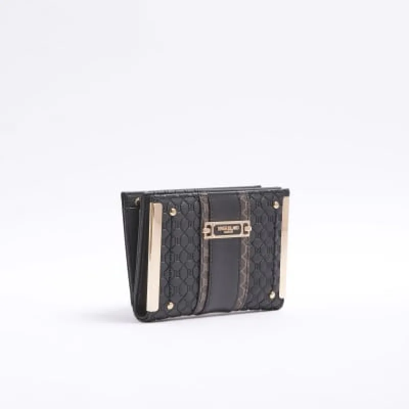 Black embossed monogram purse sold by River Island
