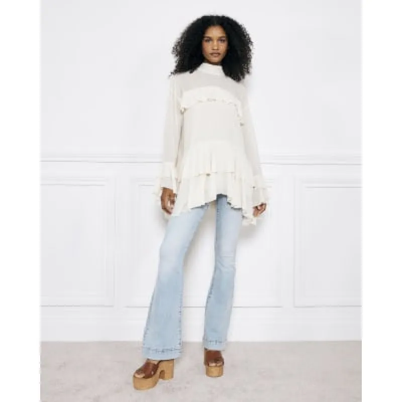 Light Blue High Rise Tummy Hold Flare Jeans made by River Island