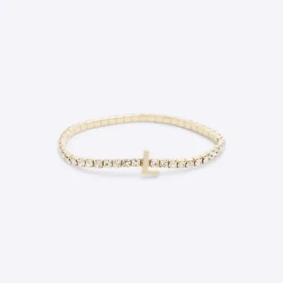 Gold Initial L Bracelet sold by River Island
