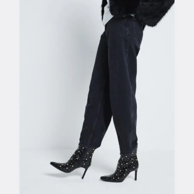 Black Studded Heeled Boots sold by River Island