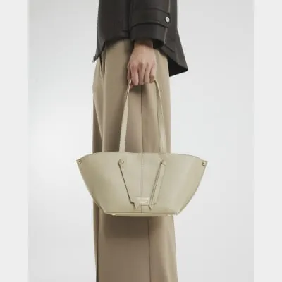 Cream Leather Small Wing Tote Bag sold by River Island