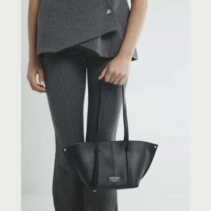 Black Leather Small Wing Tote Bag sold by River Island