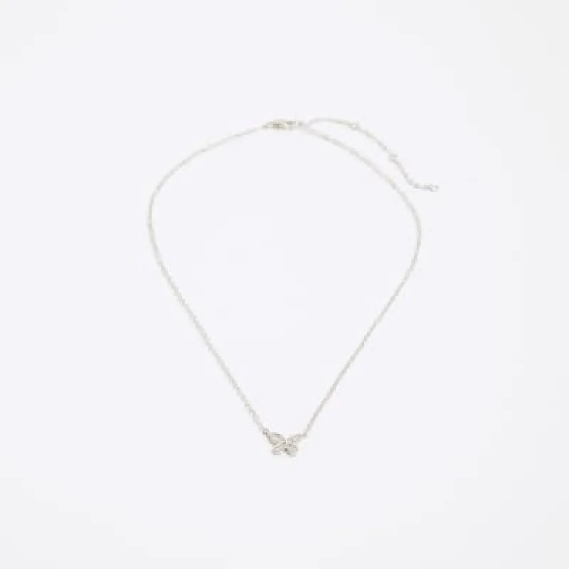 Silver Cubic Zirconia Butterfly Necklace sold by River Island