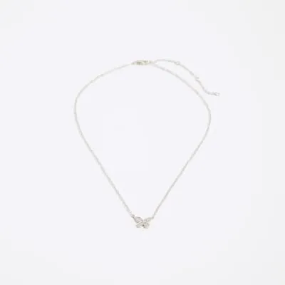 Silver Cubic Zirconia Butterfly Necklace sold by River Island