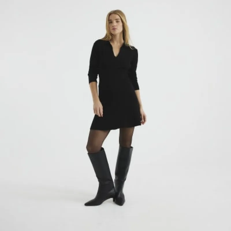 Black Long Sleeved Polo Mini Dress sold by River Island