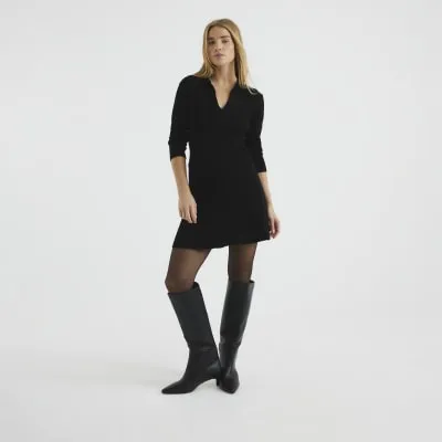 Black Long Sleeved Polo Mini Dress sold by River Island