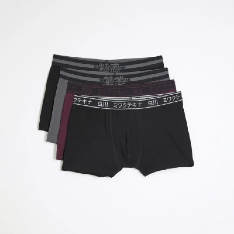 4PK Black Japanese Trunks sold by River Island
