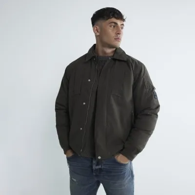 Khaki Padded Utility Jacket sold by River Island