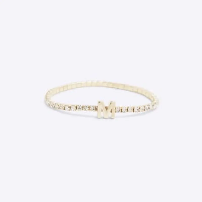Gold Initial M Bracelet sold by River Island
