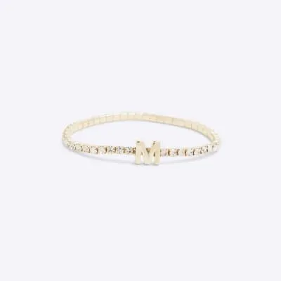 Gold Initial M Bracelet sold by River Island