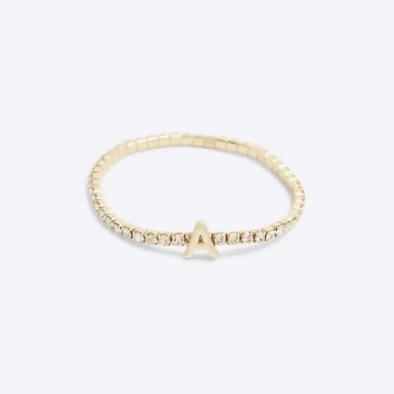 Gold Initial A Bracelet sold by River Island