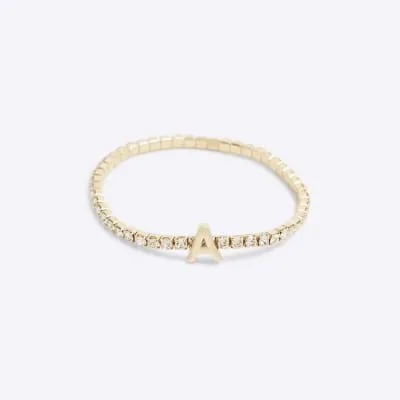 Gold Initial A Bracelet sold by River Island