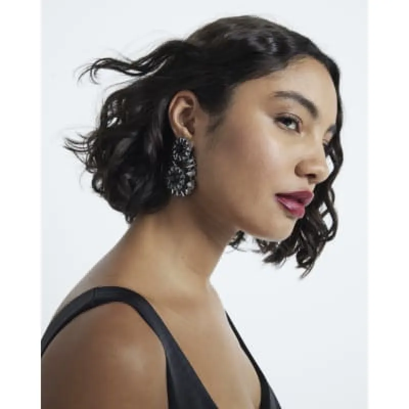 Premium Black Flower Stud Earrings sold by River Island