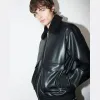 Black Faux Leather Bomber Jacket sold by River Island
