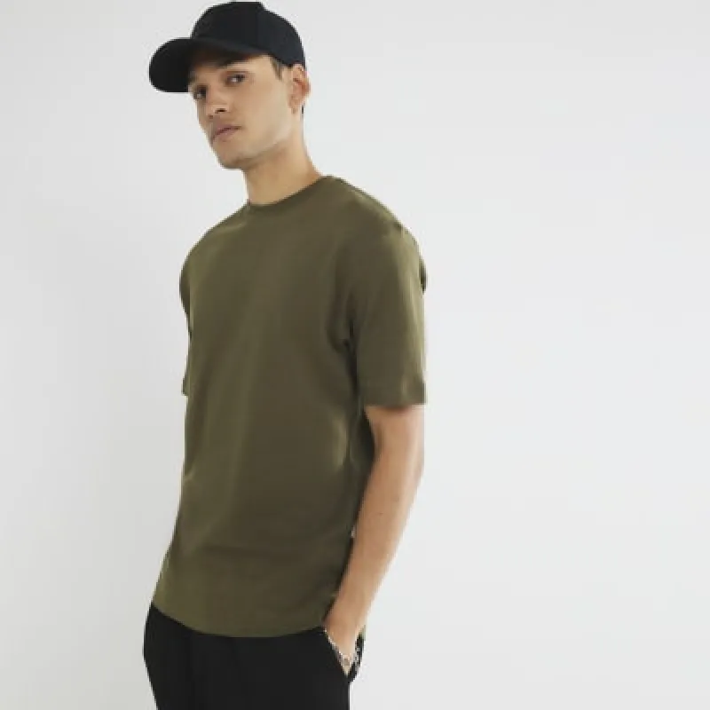 Green Slim Fit Short Sleeve T-Shirt sold by River Island