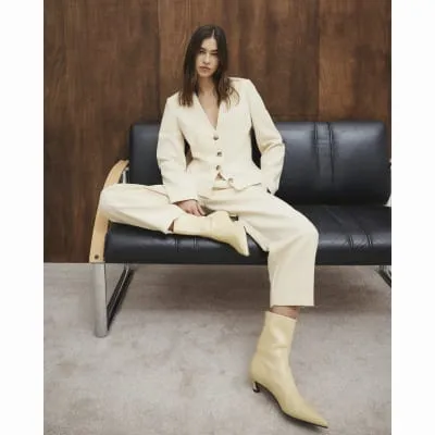 Yellow V Neck Button Front Blazer sold by River Island