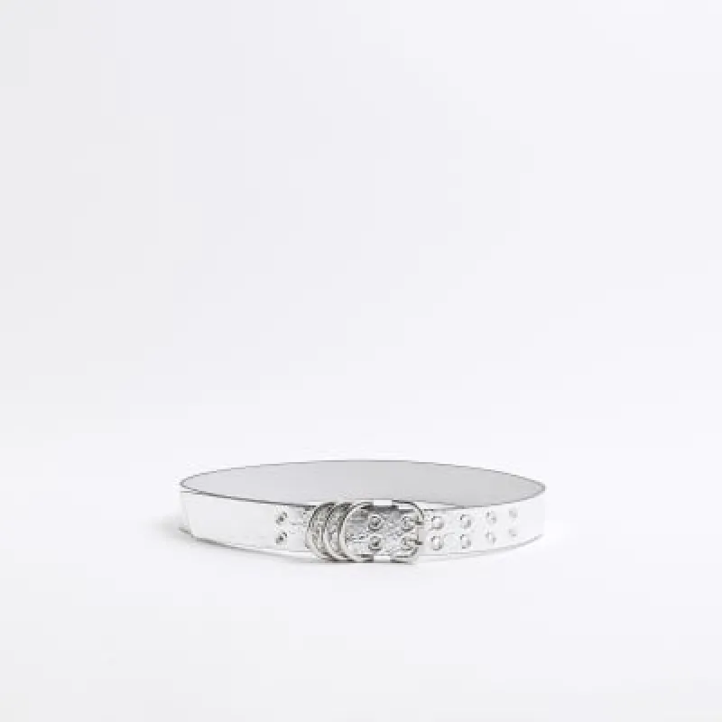 Silver metallic studded belt made by River Island