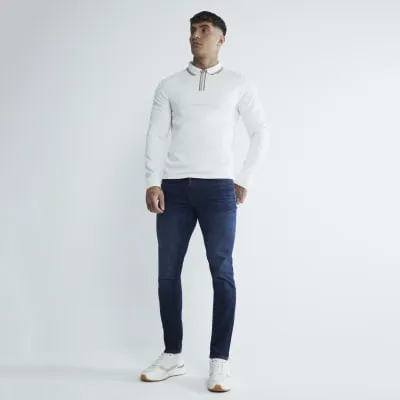 Ecru Pique Slim Fit Tipped Polo Shirt sold by River Island