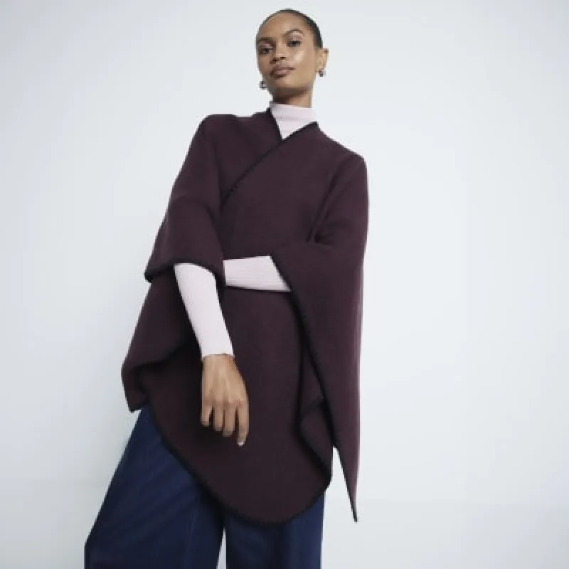 Red Blanket Stitch Cape sold by River Island