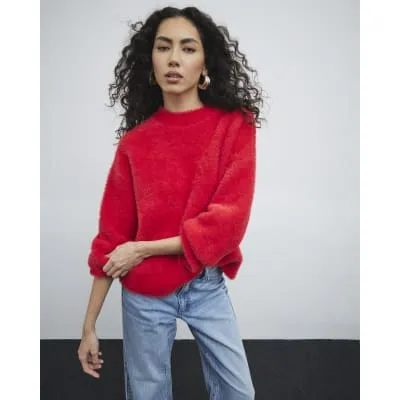 Red Fluffy Jumper sold by River Island