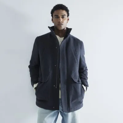 Grey Wool Commuter Coat sold by River Island