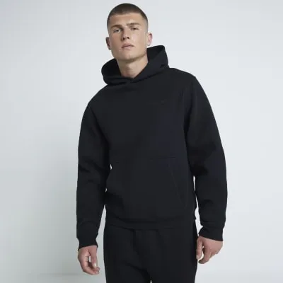 Black Quilted Hoodie sold by River Island