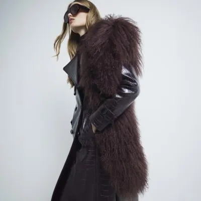 Brown Mongolian Wool Scarf sold by River Island