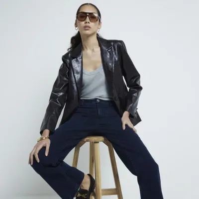 Indigo Pocket Front Wide Leg Jeans sold by River Island