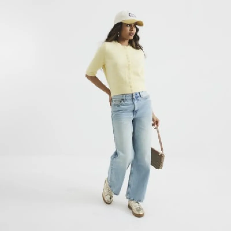 Petite Yellow Button Cardigan sold by River Island