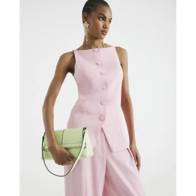 Pink Square Neck Strappy Waistcoat sold by River Island