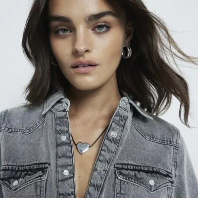 Silver Mixed Metal Knot Collar Necklace sold by River Island