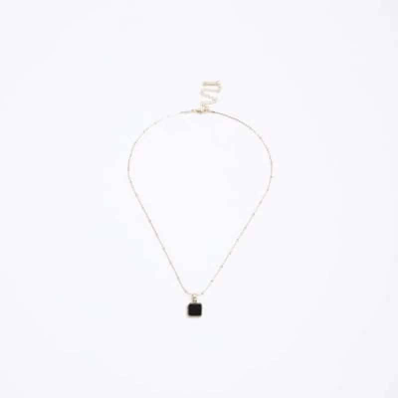 Premium Black Square Stone Necklace sold by River Island