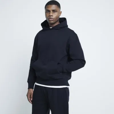 Black Essential Front Pocket Hoodie sold by River Island
