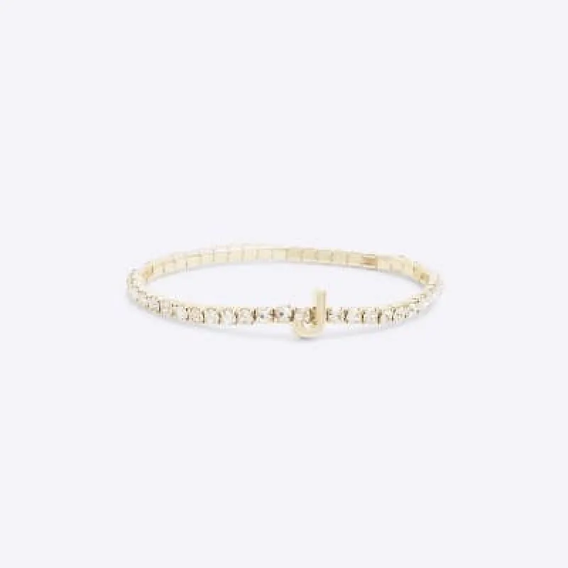 Gold Initial J Bracelet sold by River Island