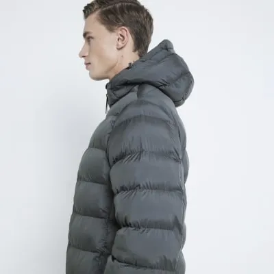 Grey Essential Hooded Midi Puffer Jacket sold by River Island