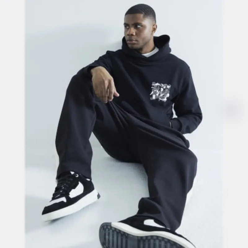 Black Nagura Island Graphic Hoodie made by River Island