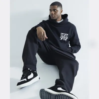 Black Nagura Island Graphic Hoodie sold by River Island